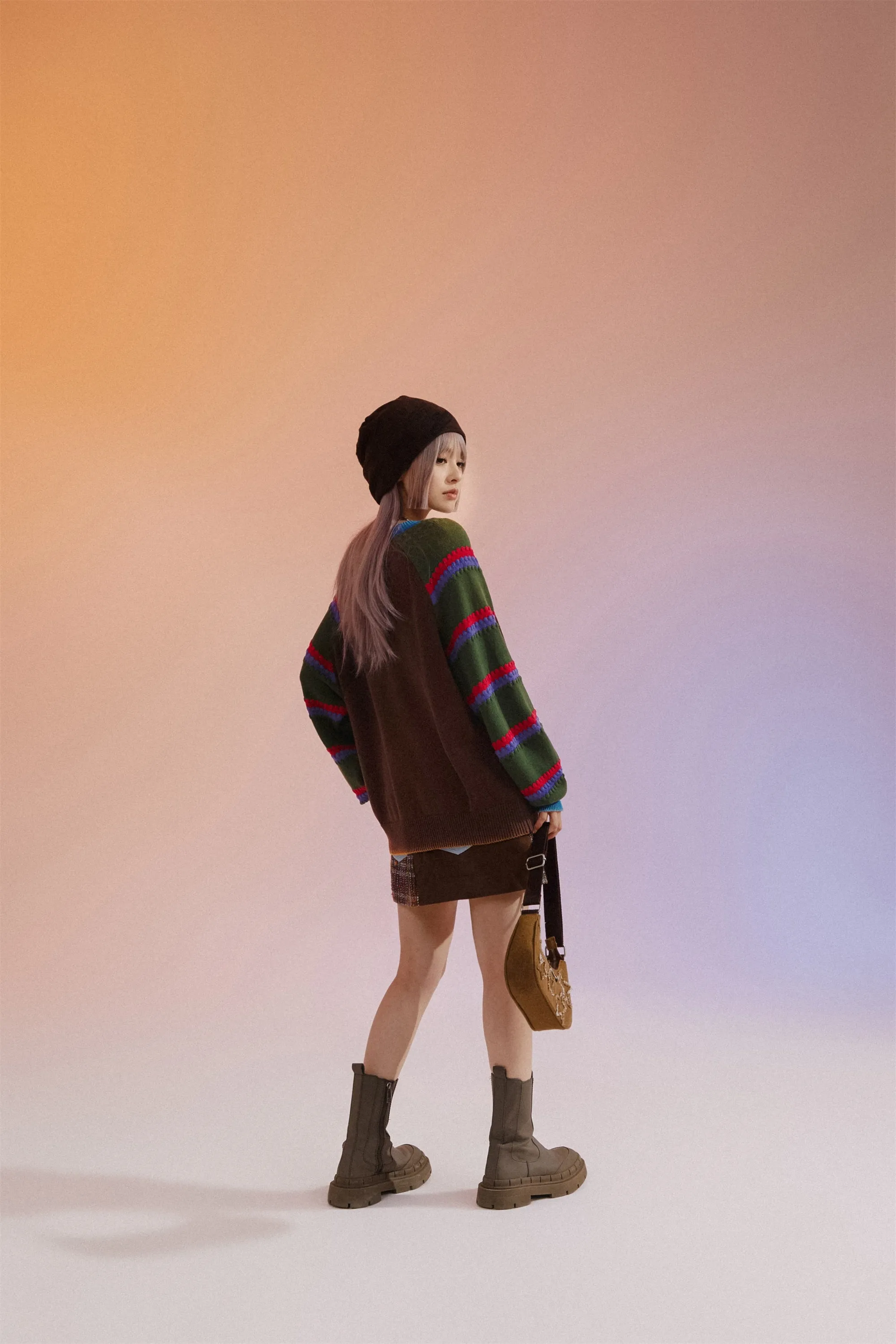 Embroidered Raglan Knit Sweater