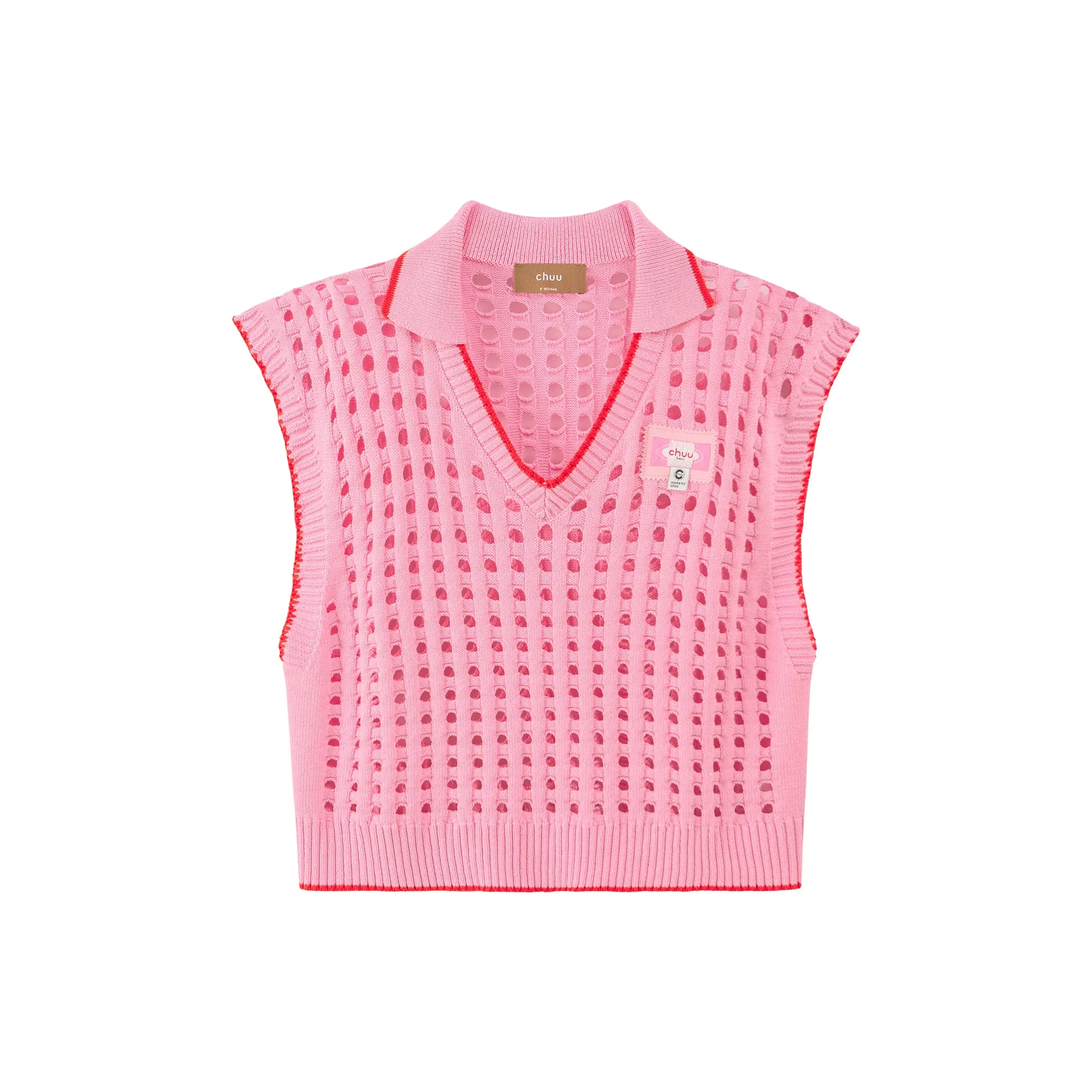 Ex-Varsity Girl Crochet Vest Sweater