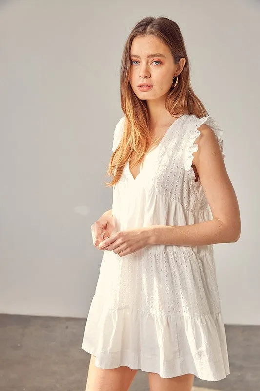 Eyelet Babydoll Dress In White