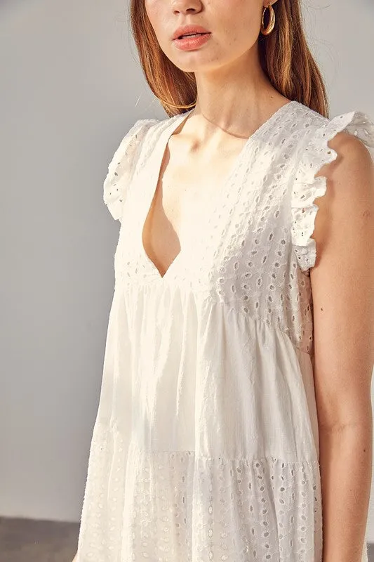 Eyelet Babydoll Dress In White
