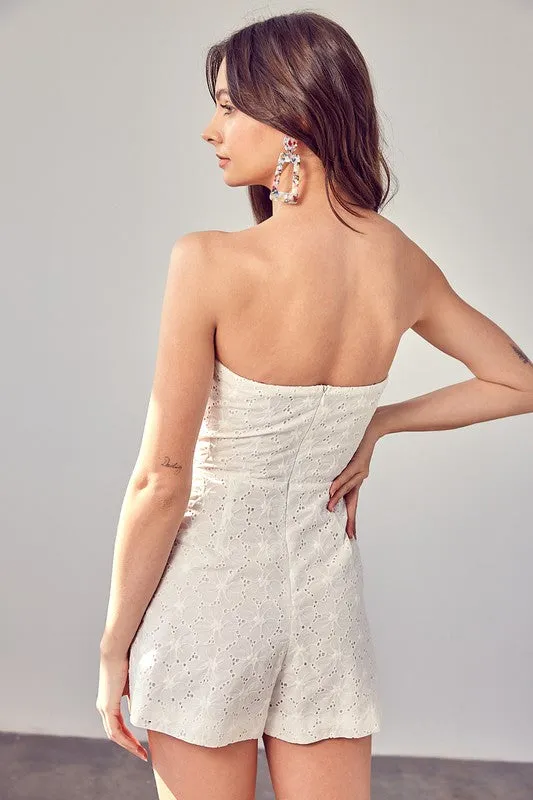 Eyelet Dress Romper In White