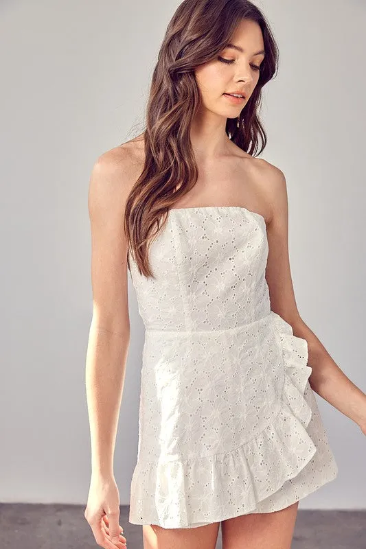 Eyelet Dress Romper In White