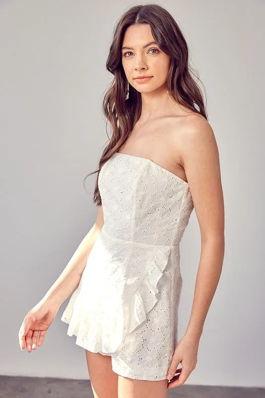 Eyelet Dress Romper In White