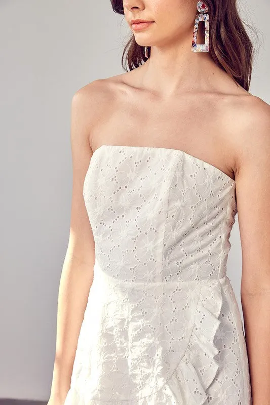 Eyelet Dress Romper In White