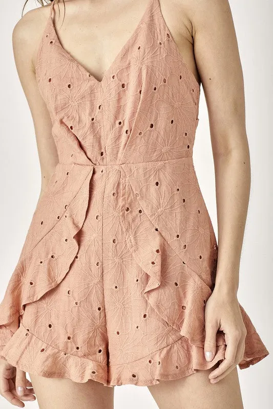 Eyelet Shorts Romper