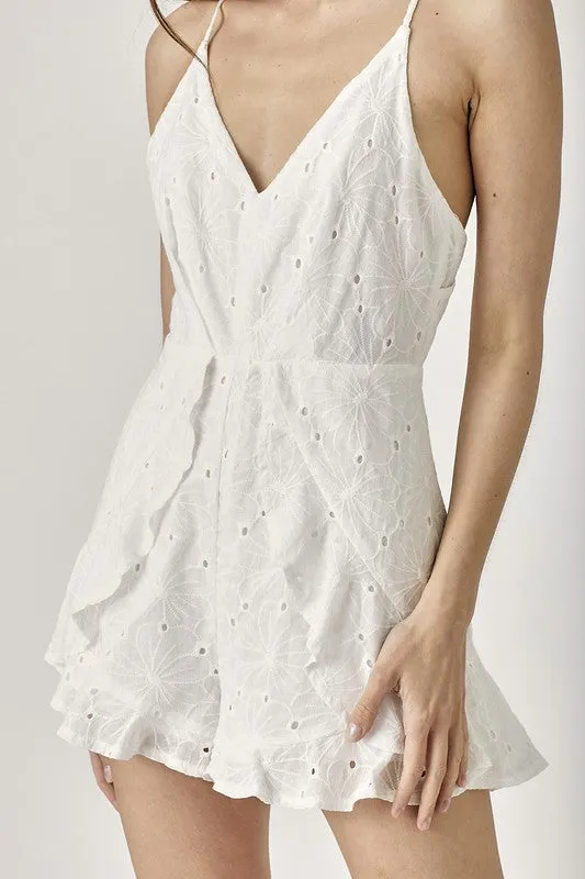 Eyelet Shorts Romper