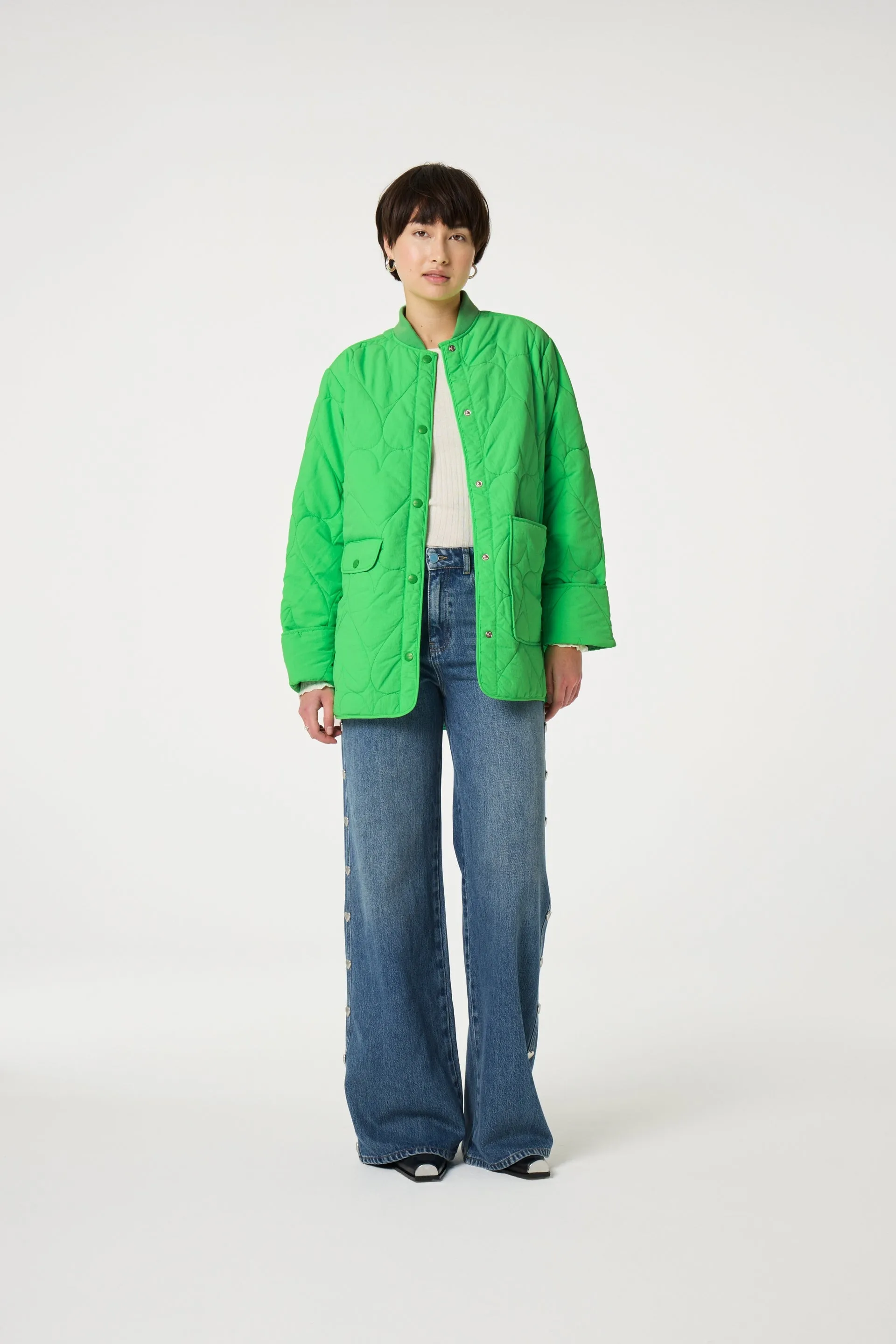 FABIENNE CHAPOT XANDER GREEN QUILTED OVERSIZED JACKET 125