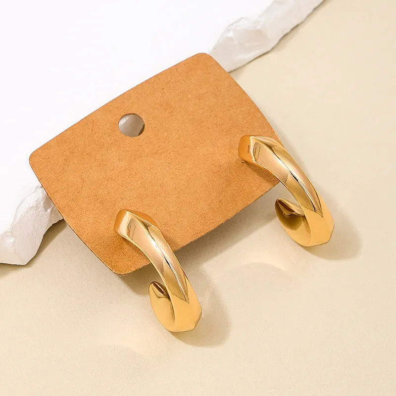French Chic Parisian Style Earrings Set with C-Shaped Rings