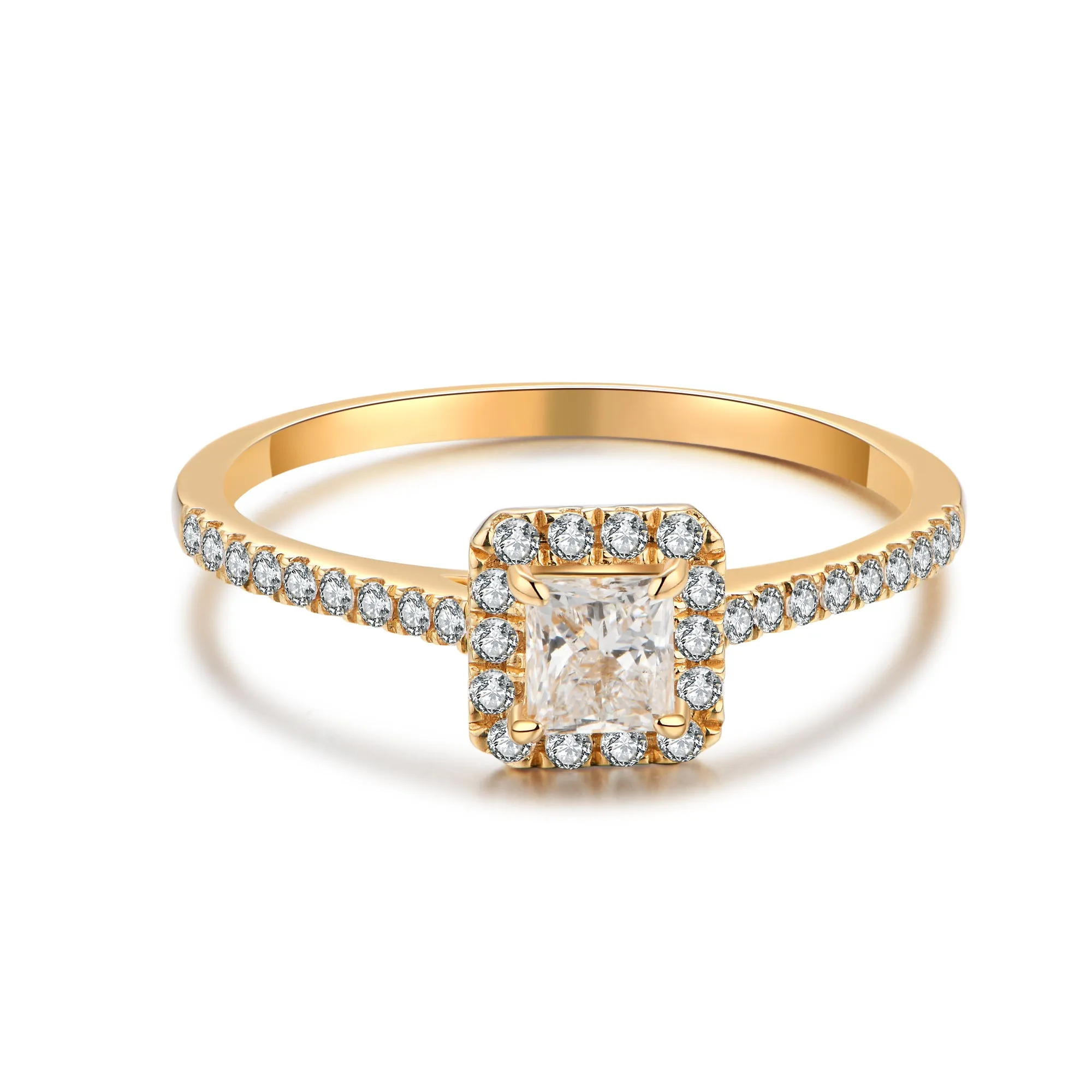 GIA Certified Princess Diamond Halo Ring
