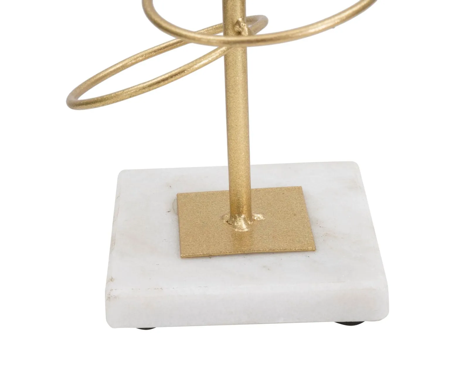 Golden Metal Rings Candle Holder with White Marble Base