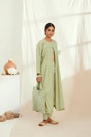 Green cotton long jacket