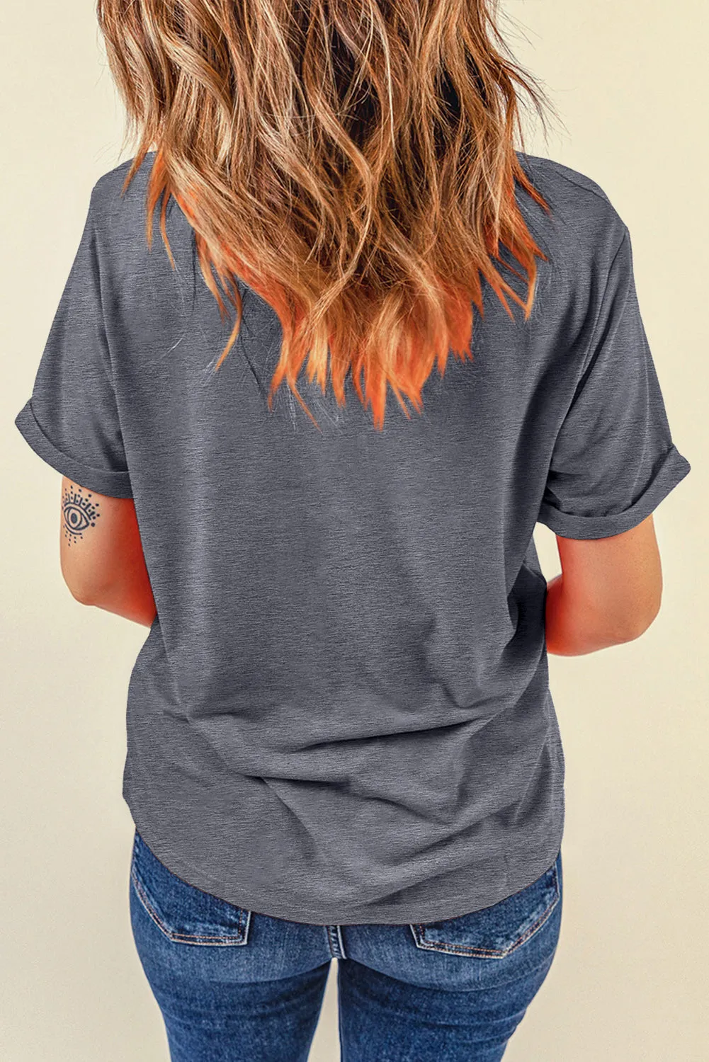 Grey Solid Layering Piece Crewneck Tee