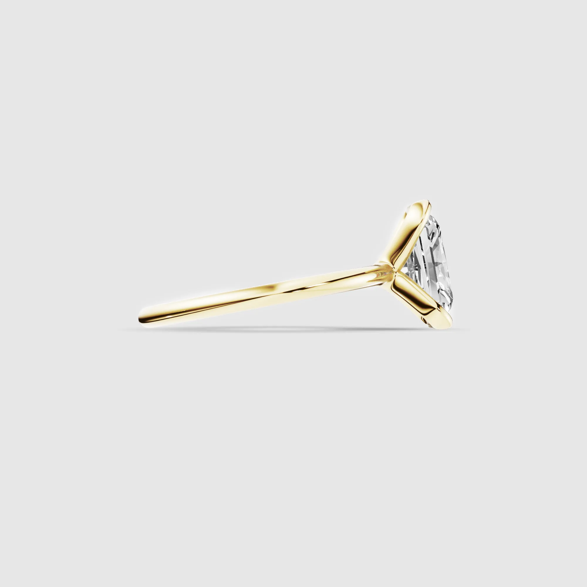 Half Bezel Set Plain Shank Lab Grown Diamond Solitaire Ring -Radiant