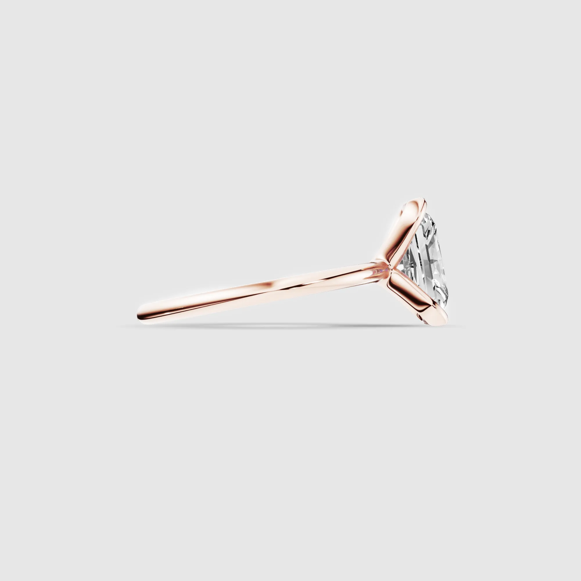 Half Bezel Set Plain Shank Lab Grown Diamond Solitaire Ring -Radiant