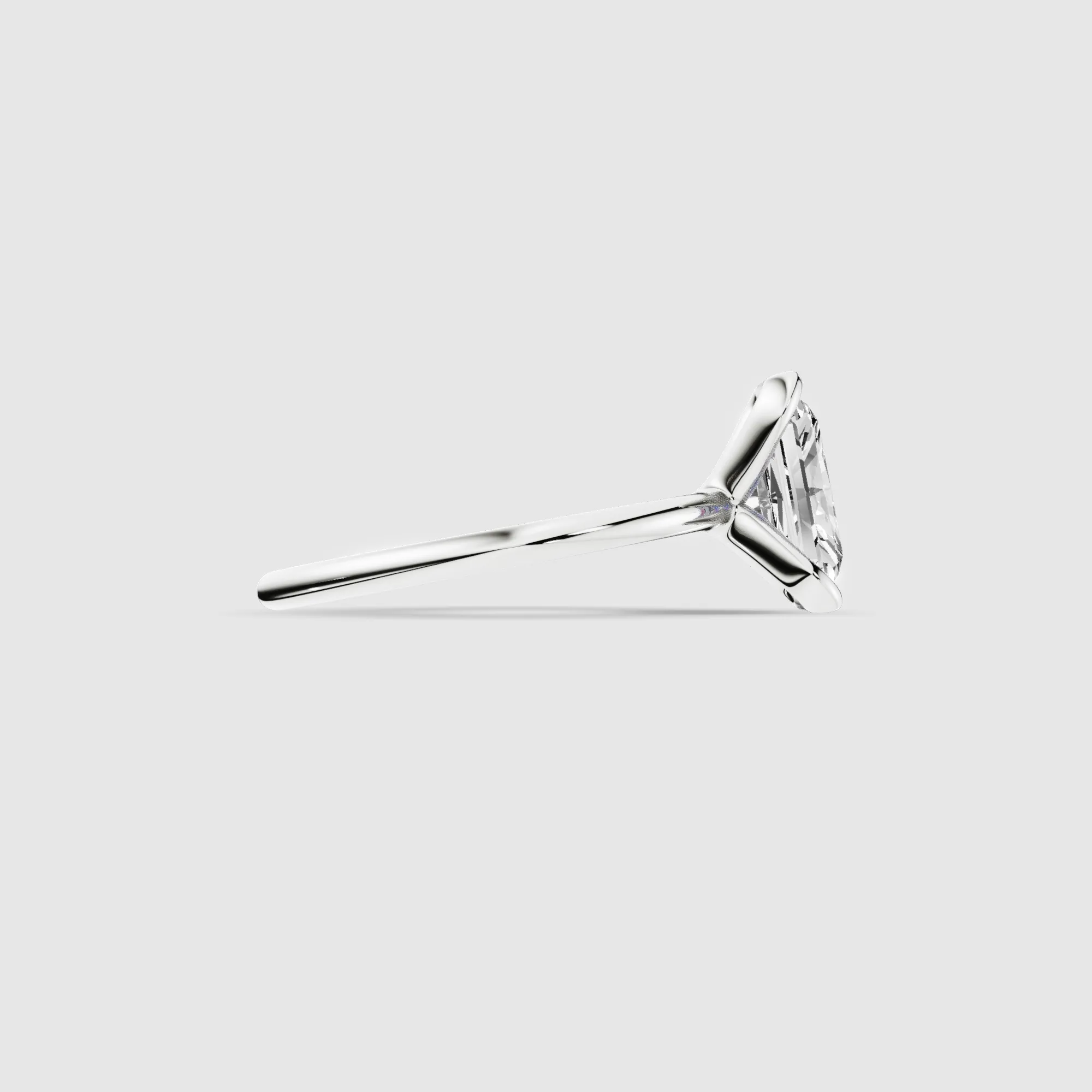 Half Bezel Set Plain Shank Lab Grown Diamond Solitaire Ring -Radiant