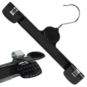 HANGERWORLD 25 Black 11.8inch Plastic Coat Clothes Garment Pants Skirt Clip Hanger