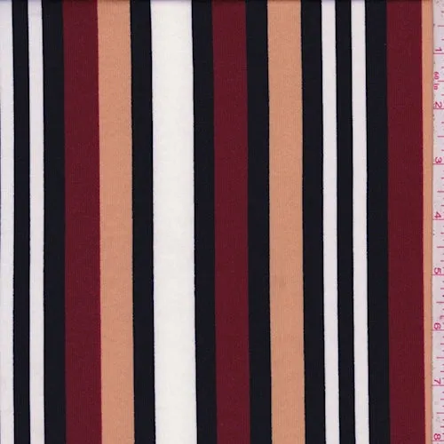 ITY Wine/Beige/Black Stripe Jersey Knit Fabric