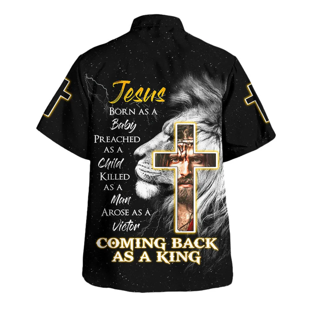 Jesus Born As A Baby Lion Cross Hawaiian Shirt - Christian Hawaiian Shirt - Religious Hawaiian Shirts