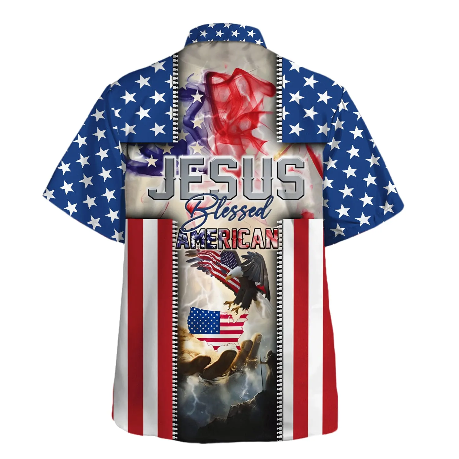 Jesus Hand Jesus Blessed American Hawaiian Shirt - Christian Hawaiian Shirt - Religious Hawaiian Shirts