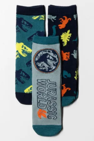 Jurassic World 3 Pack Socks Teal