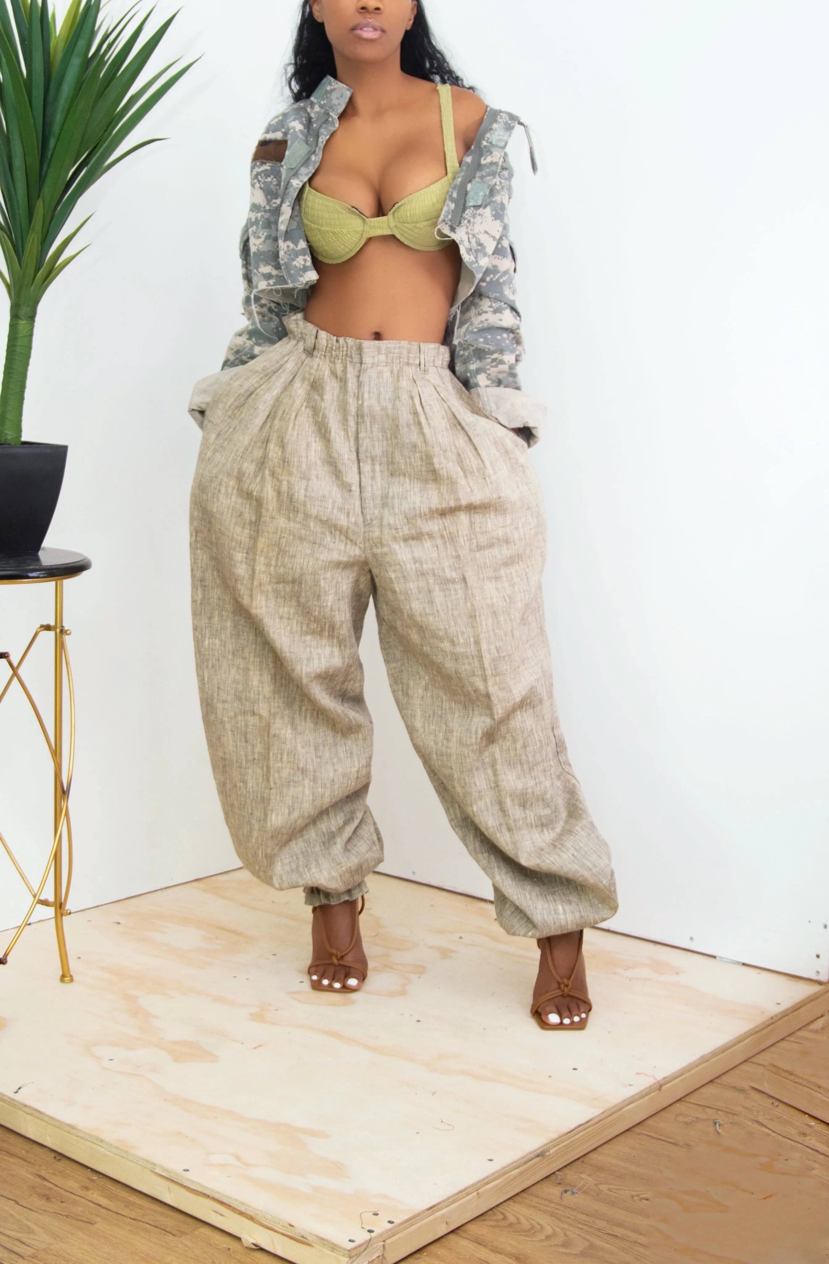 Khaki Green Wired Swim top- FINAL SALE