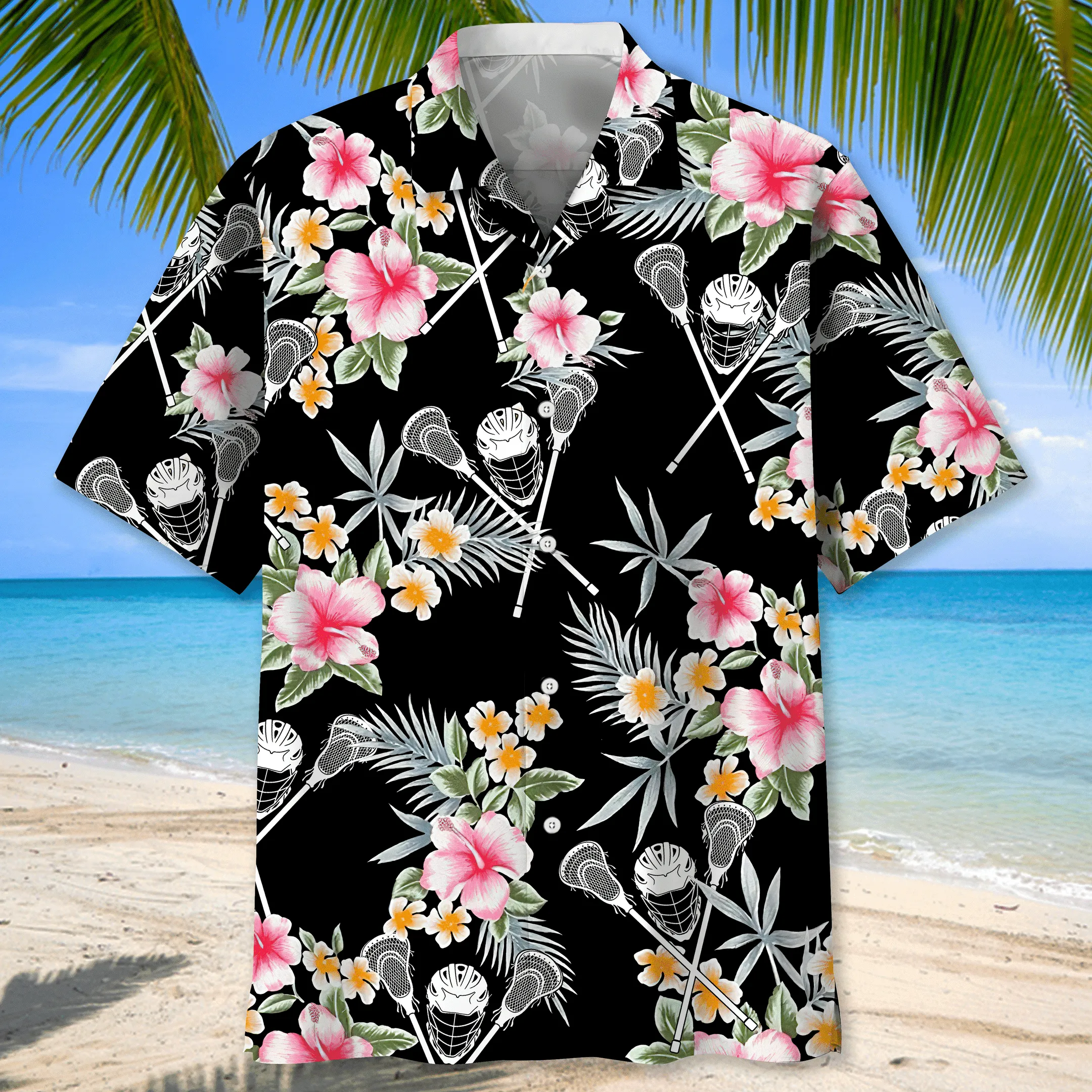 Lacrosse Blue Nature Hawaiian Shirt for Men, Lacrosse life shirt, Lacrosse player gifts