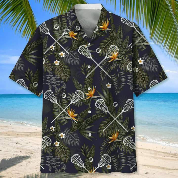 Lacrosse Blue Nature Hawaiian Shirt for Men, Lacrosse life shirt, Lacrosse player gifts