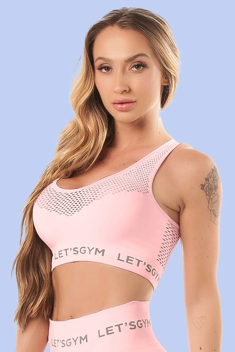 Let's Gym Baby Pink Seamless Bra Top