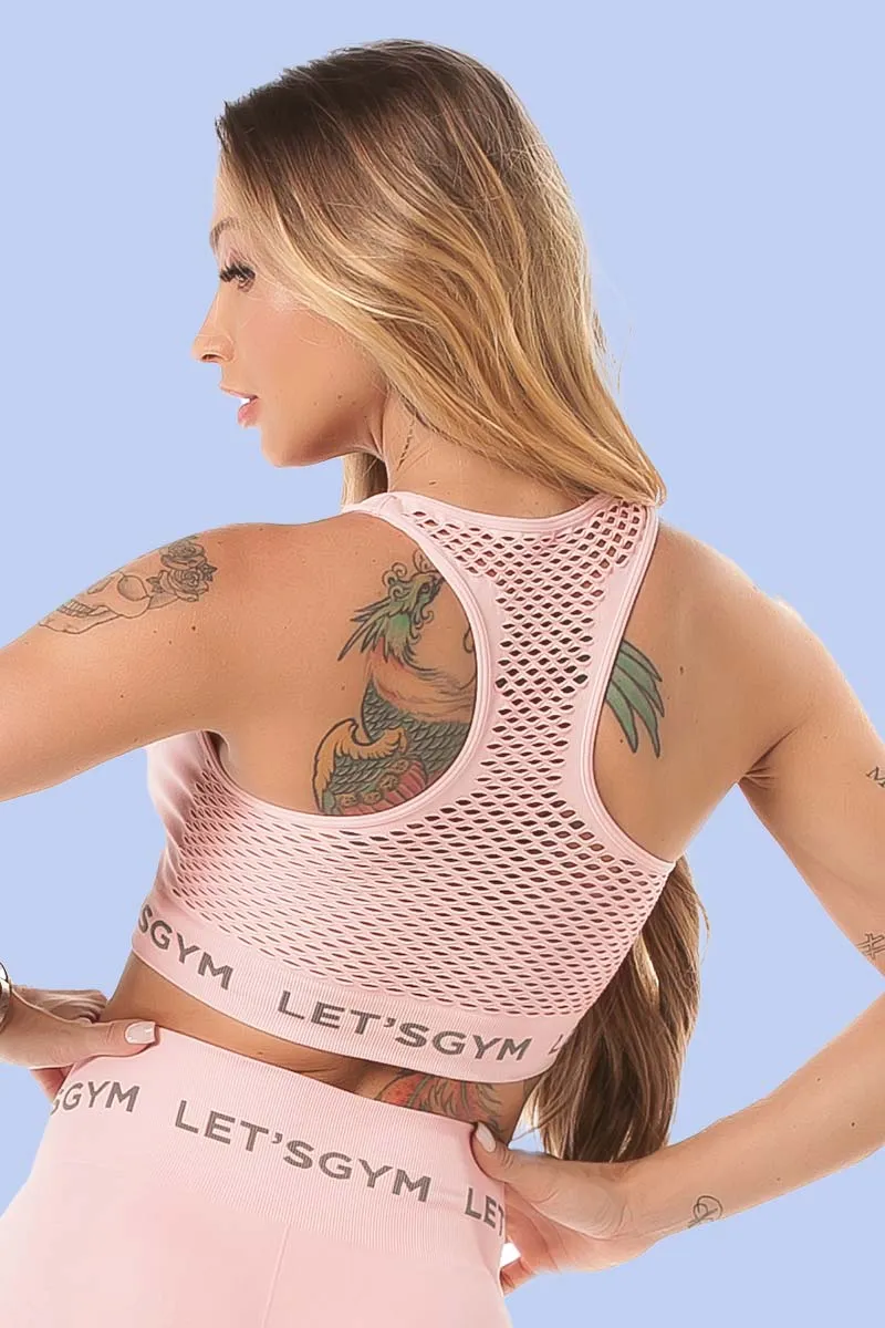Let's Gym Baby Pink Seamless Bra Top