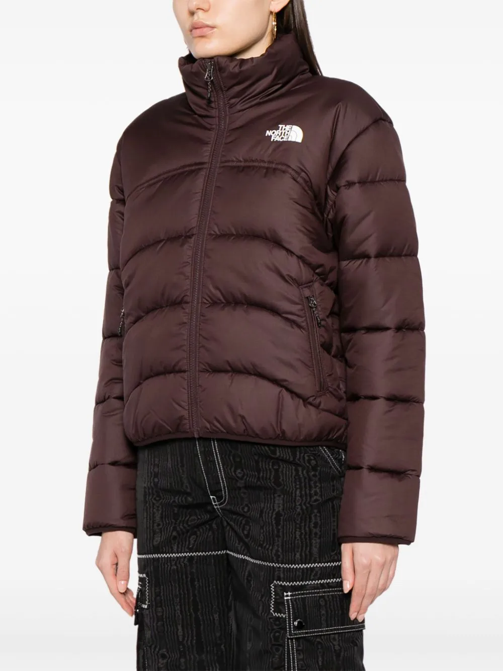 logo-print high-neck padded jacket