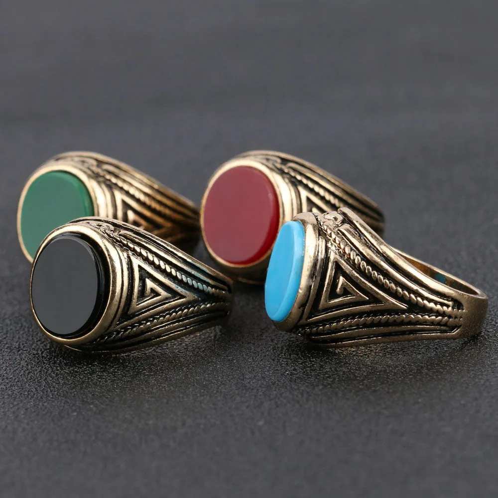 Luxury Vintage Jewelry Black Ring 18k Gold Engagement Mens Rings Christmas Gifts