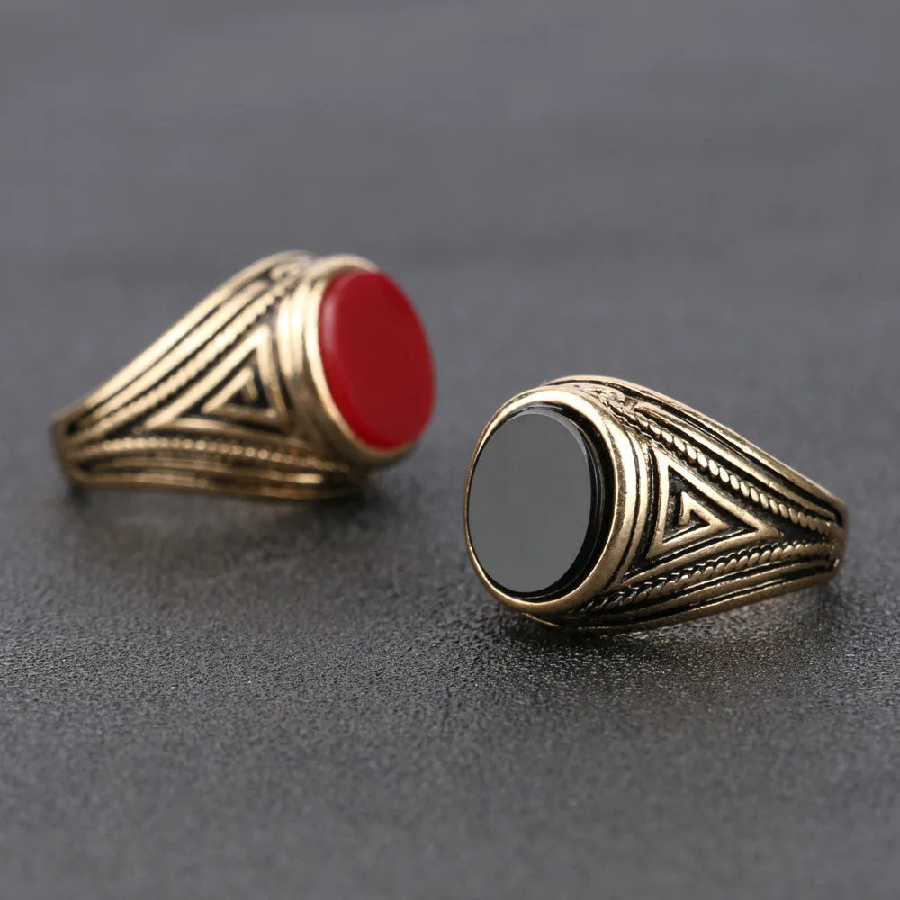 Luxury Vintage Jewelry Black Ring 18k Gold Engagement Mens Rings Christmas Gifts