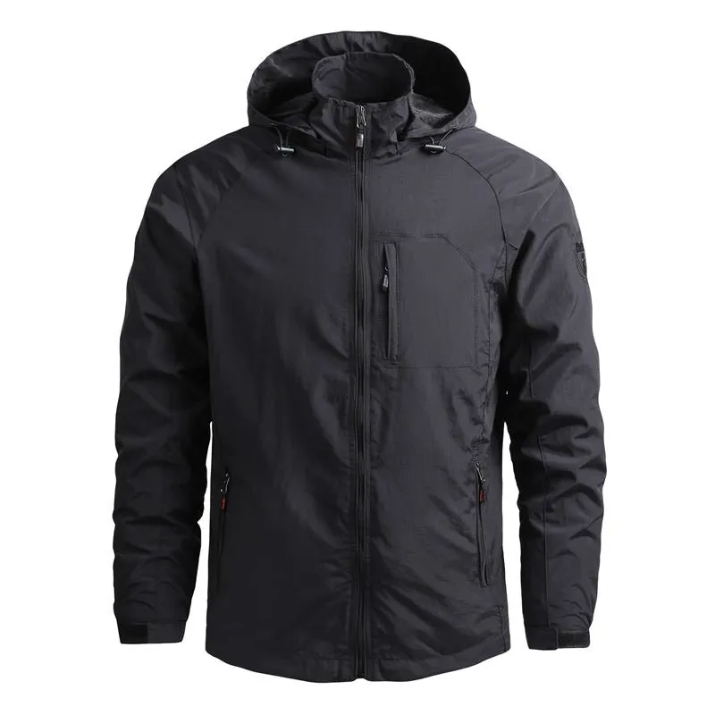 Men Outdoor Waterproof Hooded Hiking Jacket