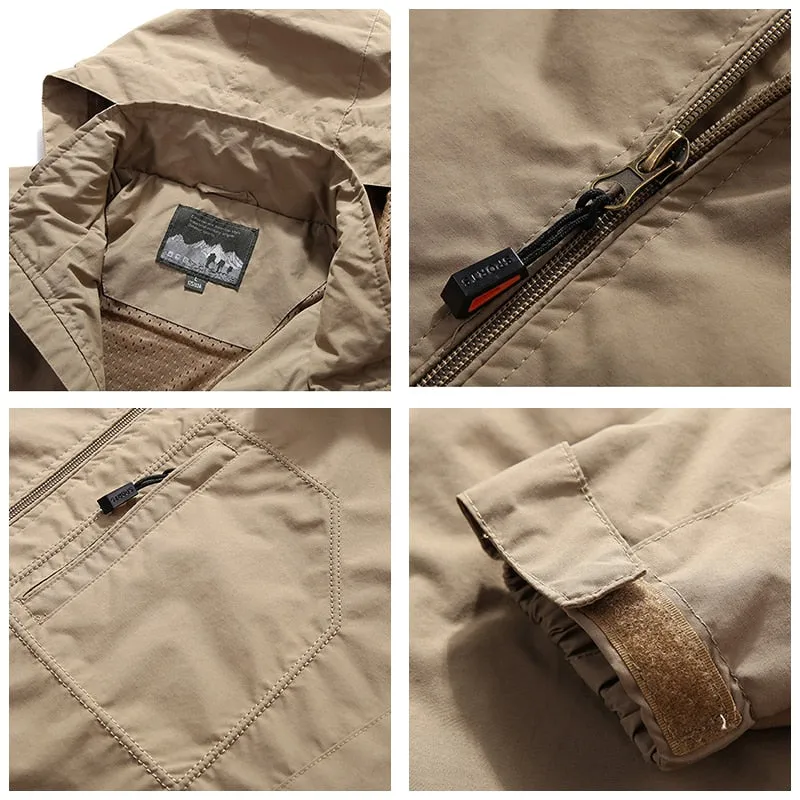 Men Outdoor Waterproof Hooded Hiking Jacket