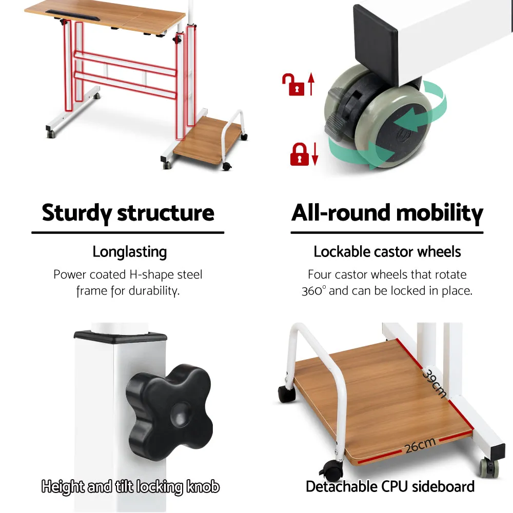 Mobile Twin Laptop Desk - Light Wood
