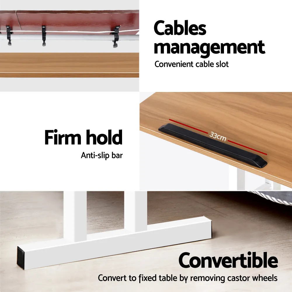 Mobile Twin Laptop Desk - Light Wood