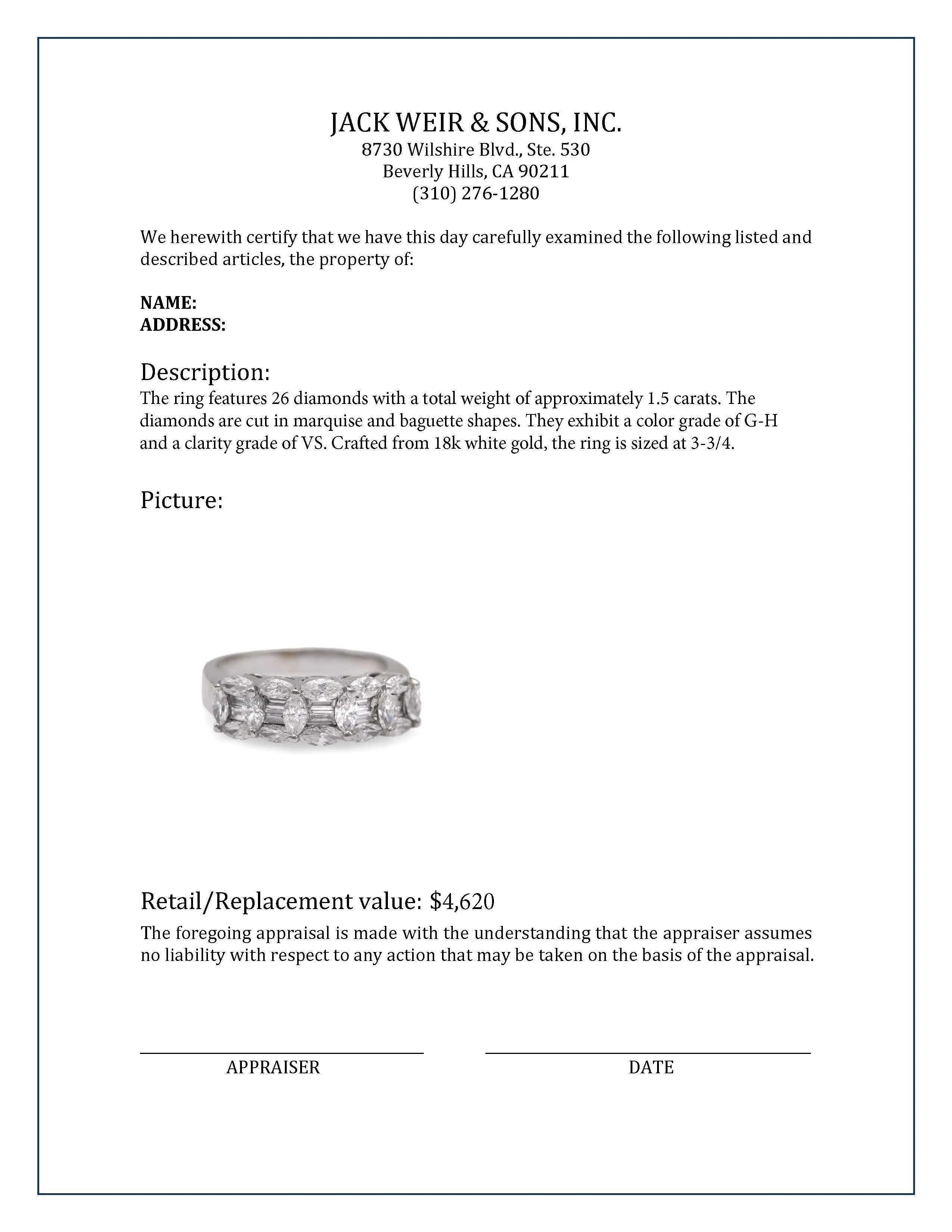 Modern 1.50 Carat Diamond White Gold Ring