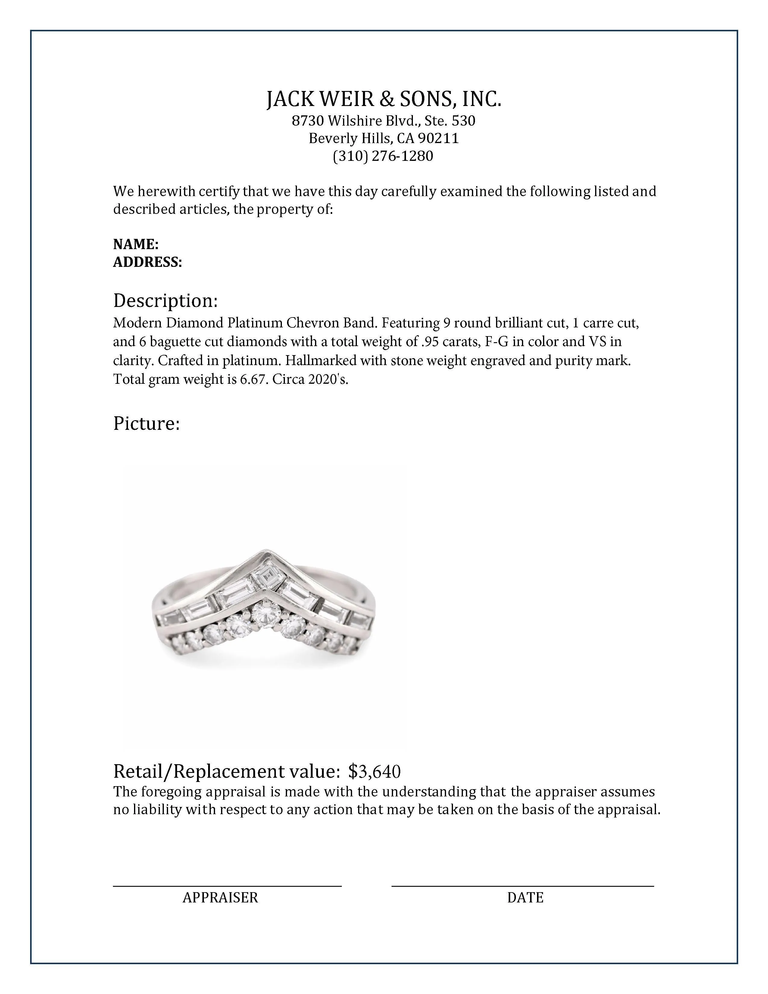 Modern Diamond Platinum Chevron Band