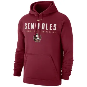 Nike Men's Seminoles/Florida State University/Seminole Logo Club Fleece Hood - Garnet