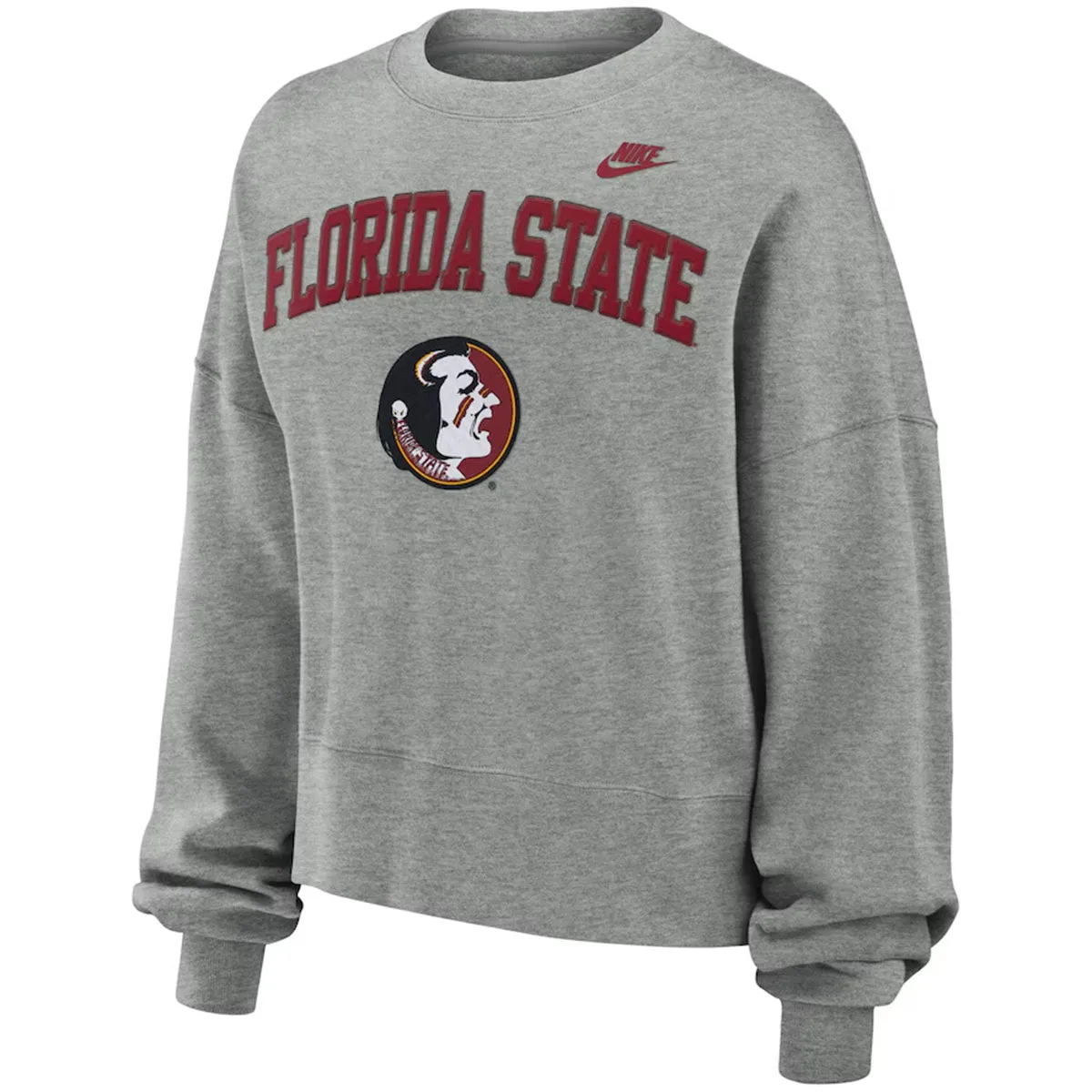 Nike Women's Vault Florida State/Seminole Logo Legacy Crew Fleece - Dark Grey Heather