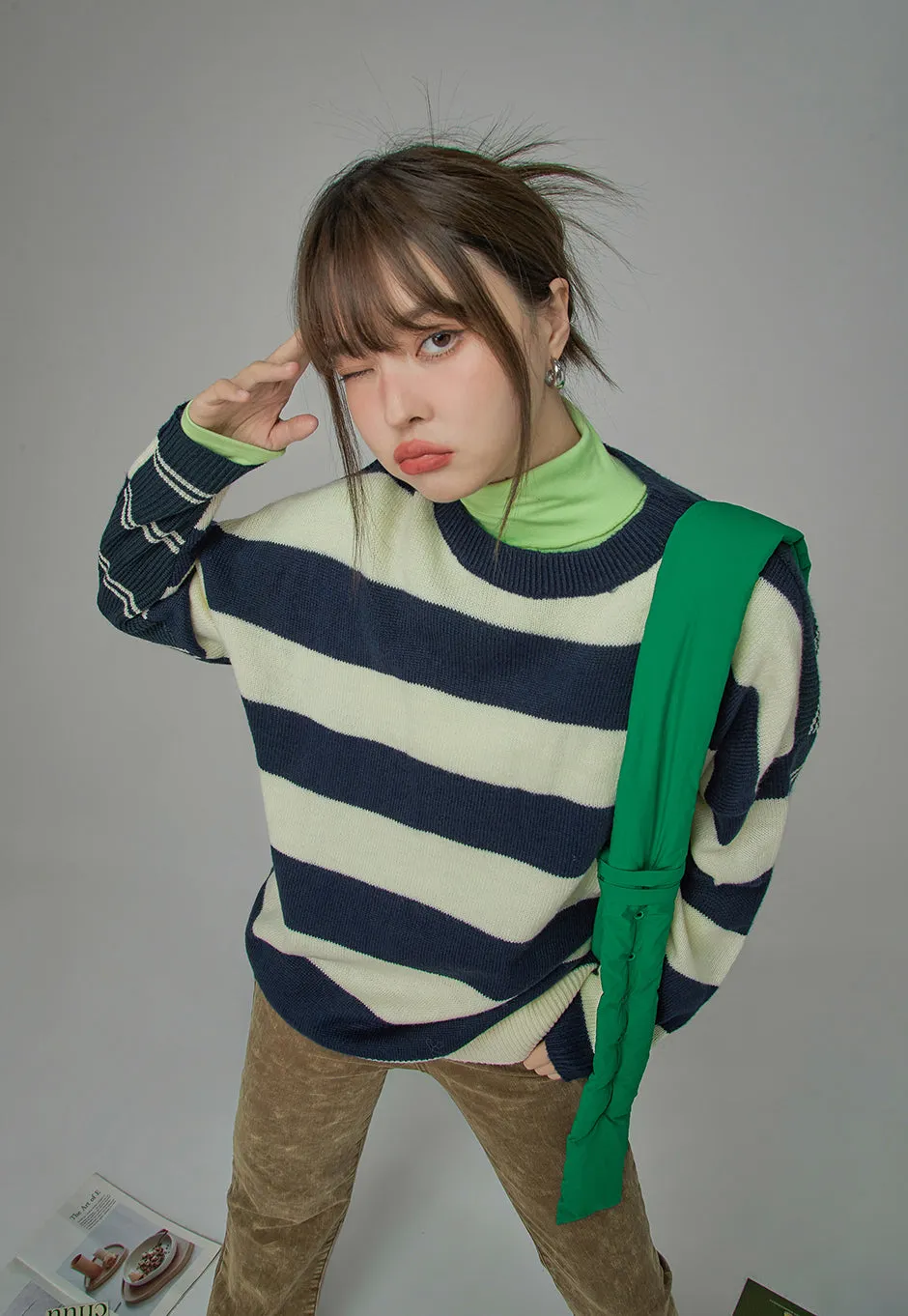 On A Speedrun Stripes Knit Sweater