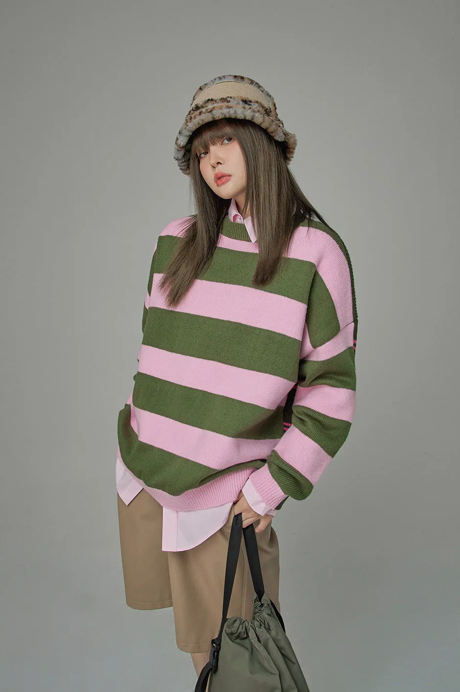 On A Speedrun Stripes Knit Sweater
