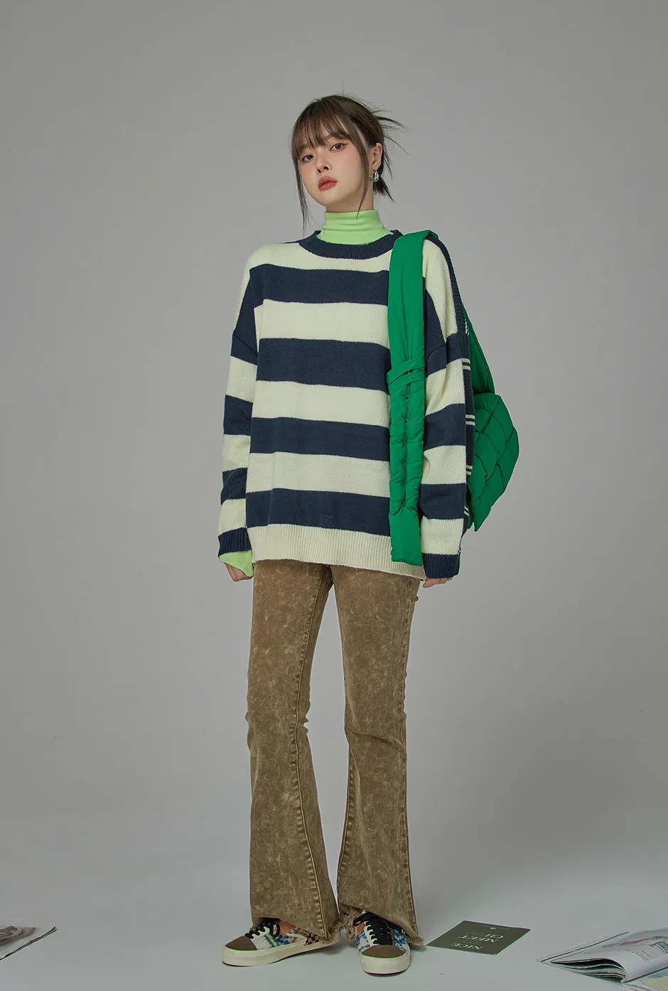 On A Speedrun Stripes Knit Sweater