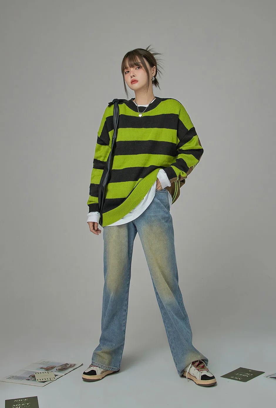 On A Speedrun Stripes Knit Sweater