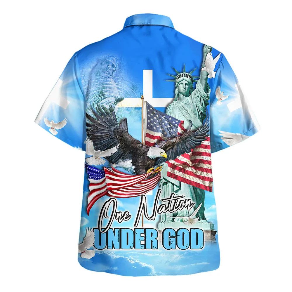 One Nation Under God American Eagle Jesus Hawaiian Shirt For Men And Women - Religion Hawaiian Shirts