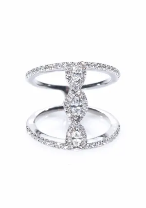 Oster Collection 18KWG 3 Diamond Bridge Double Ring