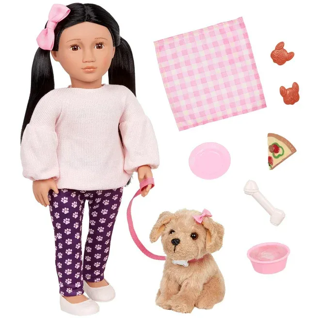 Our Generation 18 Inch Doll With Pet Dog - Jin & Charm