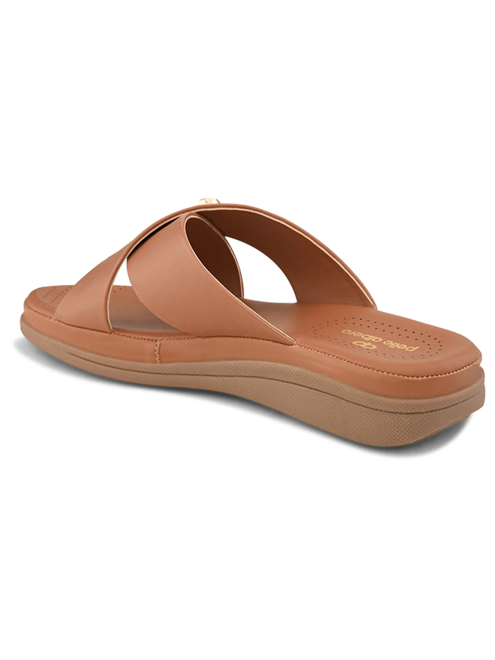 Pelle Albero Female's Tan Faux Leather Flat Slipper