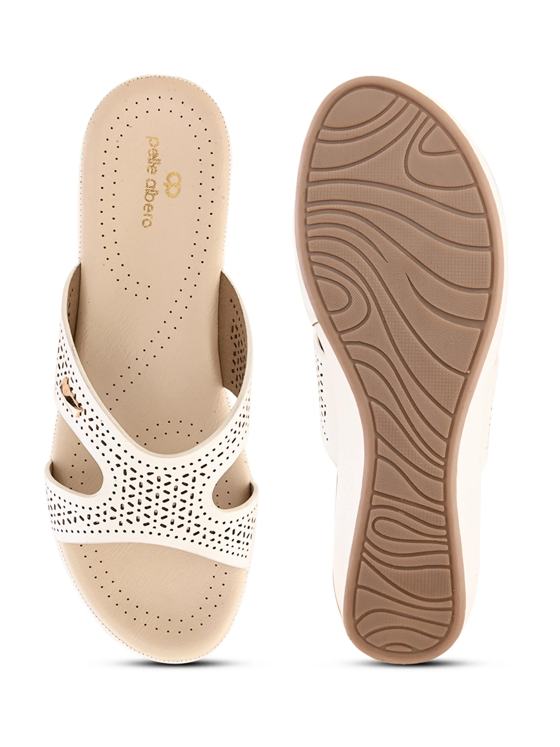 Pelle Albero Female's White Faux Leather Flat Slipper