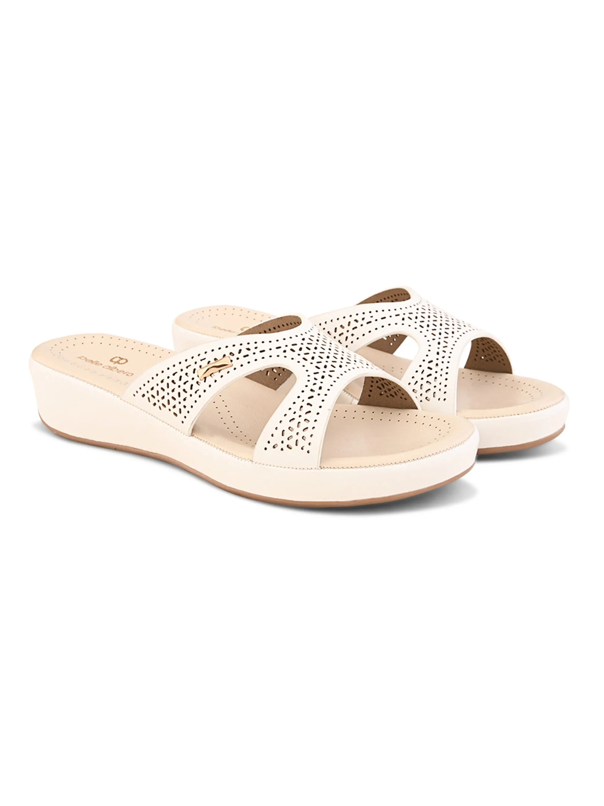 Pelle Albero Female's White Faux Leather Flat Slipper